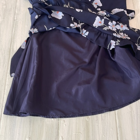 JACK BY BB DAKOTA Let’s Wrap Sapphire Blue Floral Short Sleeve Dress Size Large - Picture 15 of 16